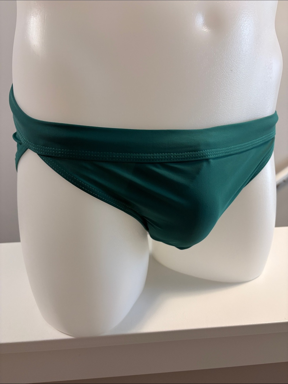 Men's Deep Green Swim Trunks - Classic Low-Rise Fit